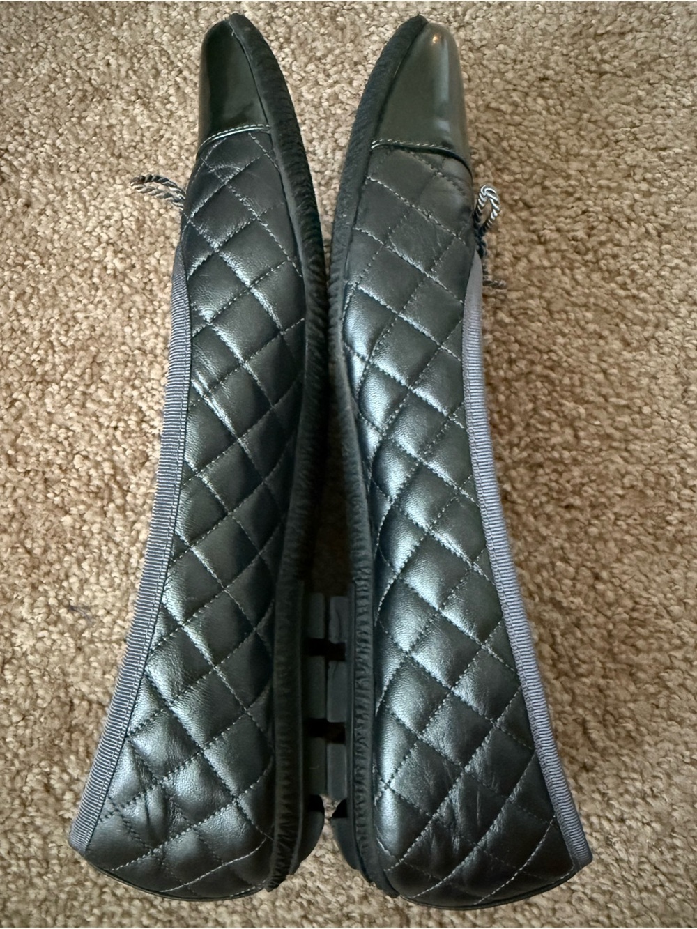 PAUL MAYER Best Cap Toe Quilted Leather Ballet Flat with Bow - Picture 9 of 12